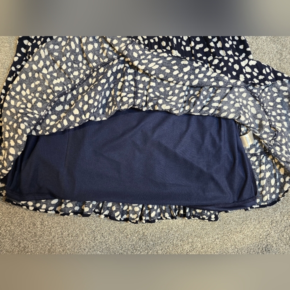 Entro Micro Floral Tiered Dress Navy & White Size Medium Lined - Picture 5 of 8
